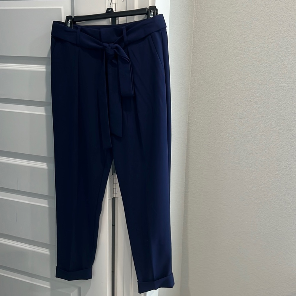 Banana Republic blue ankle length cuffed trousers with tie